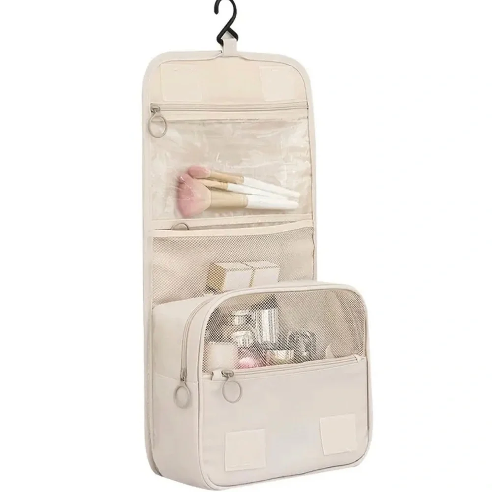 Large Capacity Waterproof Travel Toiletry Bag with Zip Closure, Foldable